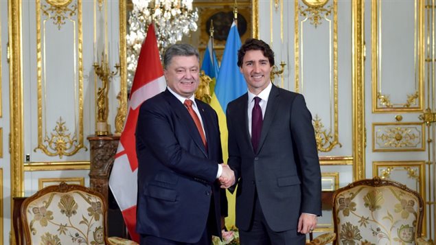 President Poroshenko (L) and Prime Minister Trudeau (R) during official visit to Ukraine in July 2016