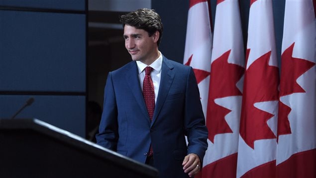 Justin Trudeau en conferencia de prensa en el National Press Theatre en Ottawa. 