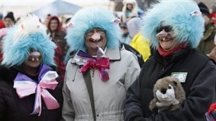 People wait to see if Wiarton Willie will cast a shadow on Thursday Feb. 2, 2012 in Wiarton, Ont. 