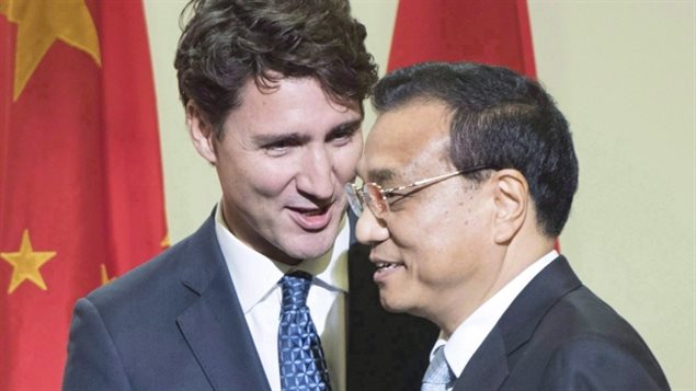 特鲁多和李克强都表示支持中加自由贸易