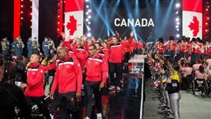 Team Canada arrives during the opening ceremony of the Invictus Games in Toronto on Saturday. 