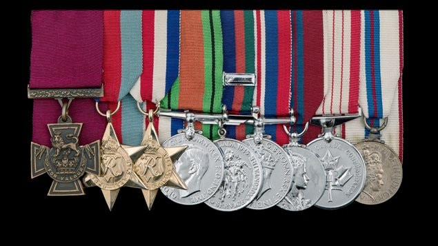  The medals group awarded to Canadian Major David Currie in WWII. Whose actions helped bring the war to an end.