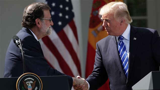El jefe del gobierno español, Mariano Rajoy y el presidente de Estados Unidos, Donald Trump en conferencia de prensa en la Casa Blanca.