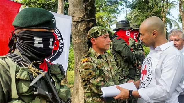Entrega a la Cruz Roja Internacional del soldado Fredy Moreno el 6 de febrero 2017, secuestrado por el ELN.