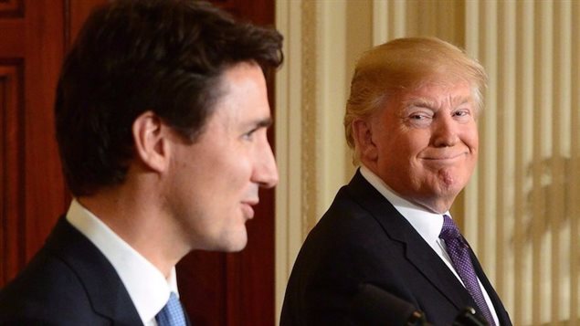 El Primer Ministro Justin Trudeau y el Presidente de los Estados Unidos Donald Trump .