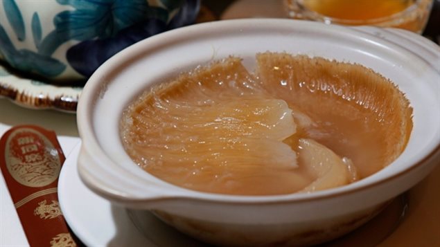 Shark fins are traditionally made into soup that is served as an expensive delicacy and status symbol - it can cost more than $100 per bowl - at Chinese banquets for special occasions such as weddings. 