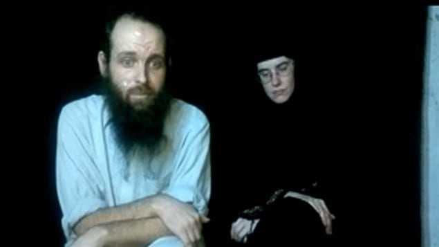 This frame grab from video provided by the Coleman family shows Caitlan Coleman and Joshua Boyle.