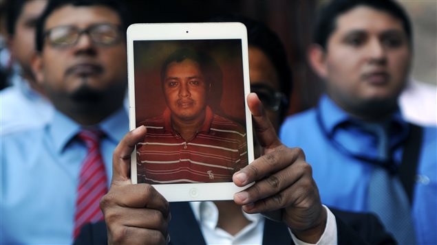 Periodistas guatematecos manifiestan condenando los asesinatos de Danilo Lopez de Prensa Libre.