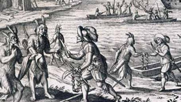 English businessman John Guy meeting Beothuk in Trinity Bay, an archeologist says. With the arrival of Europeans the Beothuk moved away from the coast and their traditional and rich food sources which combined with European diseases, probably contributing to their demise
