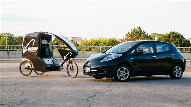 Even the larger, electric cargo bikes are smaller than a car and take up less space on city roads.