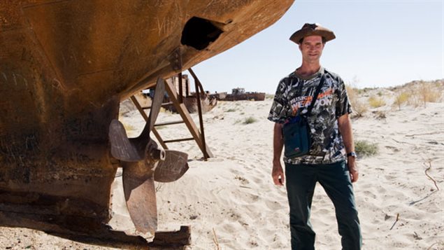 Mike on the desert that was once the Aral Sea in Uzbekistan