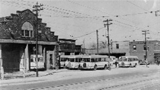 The original streetcar barns now serving busses probaly very early 1940’s.