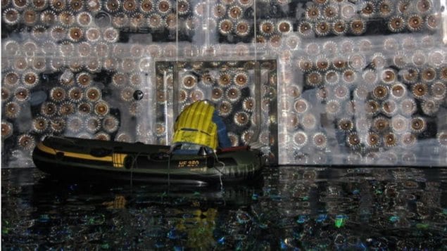 Inside the 34 metre tall and 22 metre wide neutrino dectector deep within a mine in Sudbury Ontario