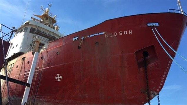 CCGS HUDSON. the oceanagraphic vessel was undergoing a $4 million refit, but has been towed to a new shipyard after long delays at the original yard.