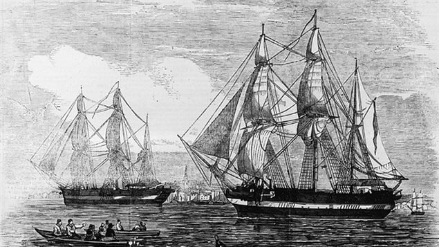 1845年HMS Erebus和HMS Terror号开始北极探险