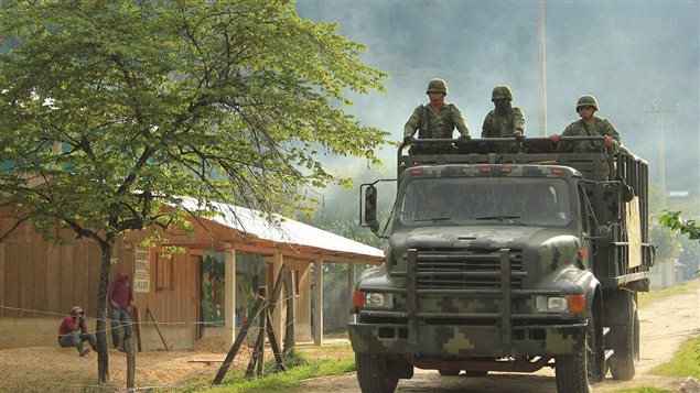 Camión del ejército mexicano en Chiapas