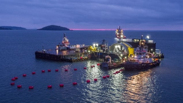 The Cape Sharp Tidal turbine was lowered into the Minas Passage in November 2016. It was removed in June. (Cape Sharp Tidal)