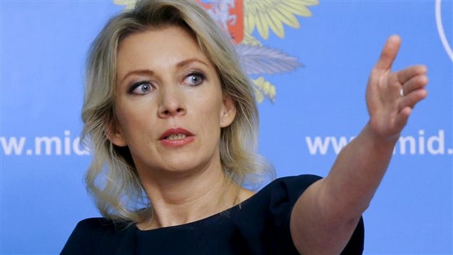 Spokeswoman of the Russian Foreign Ministry Maria Zakharova gestures as she attends a news briefing in Moscow, Russia, October 6, 2015.