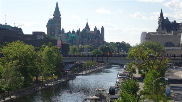  View of Parliament Hill, the Rideau Canal and the Château Laurier Hotel. Parts of the canal in the city show sediment at the bottom is contaminated with heavymetals and othertoxins. Fish are now being tested.
