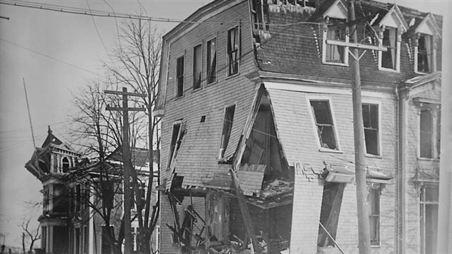 Explosion aftermath: St. Joseph’s Convent, located on the southeast corner of Göttingen and Kaye streets. Thousands of homes and buildings were flattened outright or damaged beyond repair.