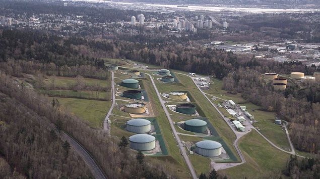 Kinder Morgan Trans Mountain oil storage tank farm is seen in Burnaby, B.C