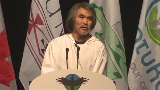 Residential school survivor Tony Obed gives an emotional address following Justin Trudeau’s apology, accepting Prime Minister Justin Trudeau’s words as the first step towards healing between Indigenous and non-Indigenous communities in Newfoundland and Labrador. (CBC)