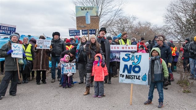 A large group marched to the Middlebrook well site to demand the site never be used for commercial water bottling, and that it be bought back from Nestle and given to the community for their water needs.