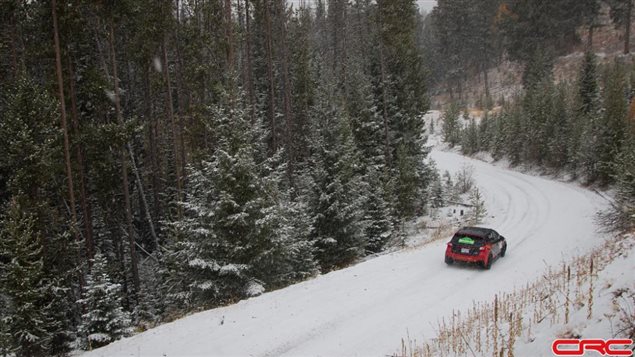 Subaru Crosstrek with Brandon Semenuk and John Hall were 30 seconds back with 60km to go