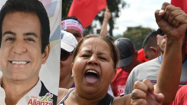 Una hondureña expresa su apoyo a la Alianza de Oposición contra la Dictadura, cuyo candidato es Salvador Nasralla.