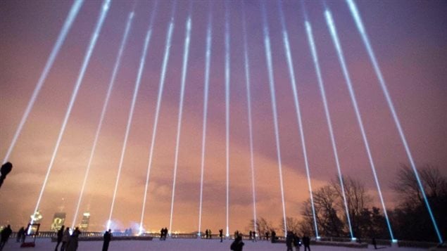 As was the case last year, 14 beams of light will shine into the sky above Montreal tonight.