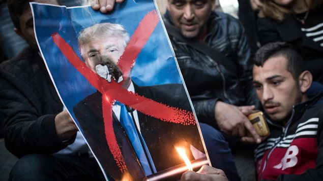 Protesta contra la decisión de Trump de trasladar la Embajada de Estados Unidos a Jerusalén.