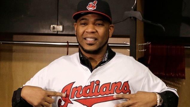 Jan 5/17: Edwin Encarnacion shows off his new Cleveland Indians jersey after finalizing his three-year, $60-million US deal. An Ontario Human Rights Tribunal has agreed to hear a case against the team name as being *racist*, The team is in court to block the Tribunal saying its overstepping its bounds