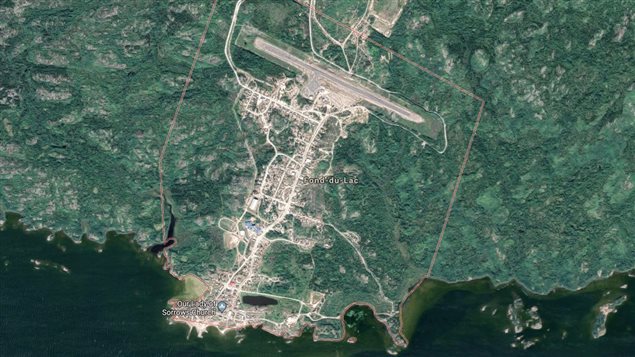 The ATR-42 passenger plane with 25 people on board crashed shortly after takeoff from the community’s airport seen in the top central part of this satellite image.