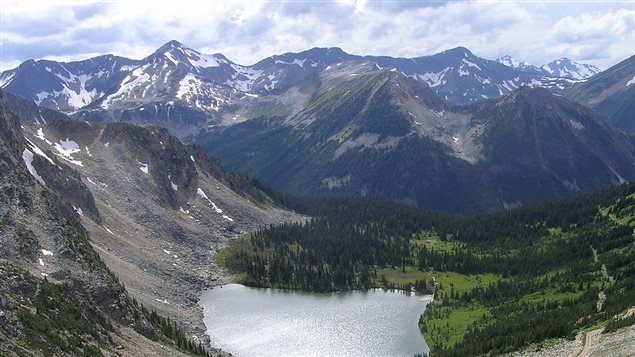 Stein Valley, B.C Nlaka’pamux Heritage Park: View of Blowdown Lake from theslope of Gott Peak