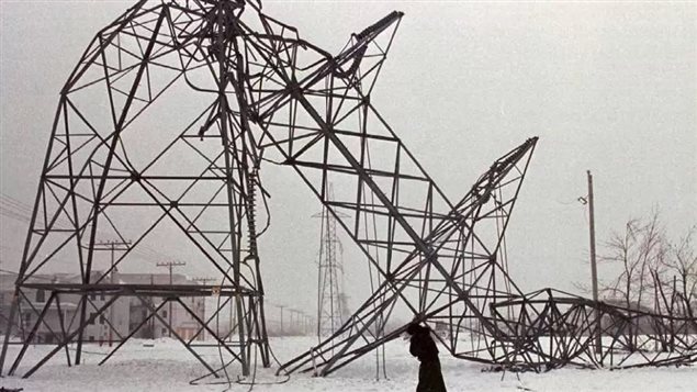 Freezing rain dumped ice over the province of Quebec in 1998 toppling electrical pylons and causing a massive power failure.