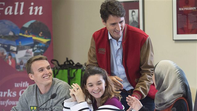 Prime Minister Justin Trudeau meets with members of the Prime Minister’s Youth Council after the Liberal cabinet meeting in St. John’s, N.L. on Wednesday, Sept. 13, 2017. 