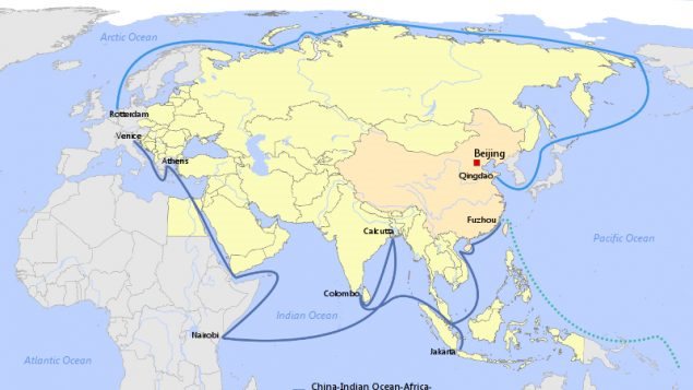 La Ruta Marítima Septentrional a través de la Rusia Ártica es uno de los pasajes económicos azules previstos por China, junto con el pasaje económico azul entre China, el Océano Índico, África y el Mar Mediterráneo y el pasaje económico azul entre China y Oceanía y el Pacífico Sur.