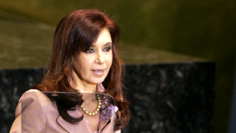La présidente Cristina Kirchner lors d'un discours au Nations unies