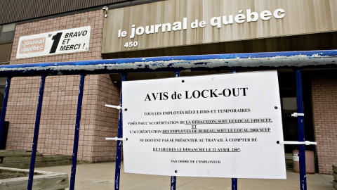 Les bureaux du Journal de Québec, pendant le lock-out