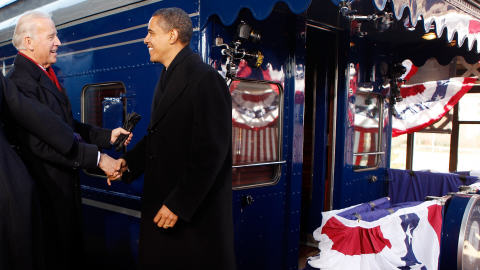 Barack Obama a été accueilli à Wilmington par Joe Biden.