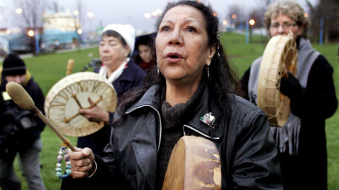 Manifestation à la mémoire des femmes autochtones disparues au Canada, en décembre 2006 à Vancouver