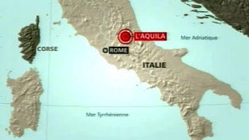 Carte de L'Aquila, dans les Abruzzes, en Italie