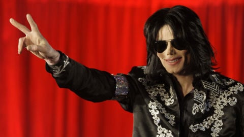 Michael Jackson, lors de l'annonce de sa série de concerts à Londres, en mars 2009