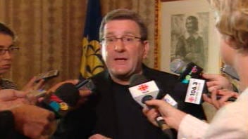 Le maire de Québec, Régis Labeaume, lors du point de presse