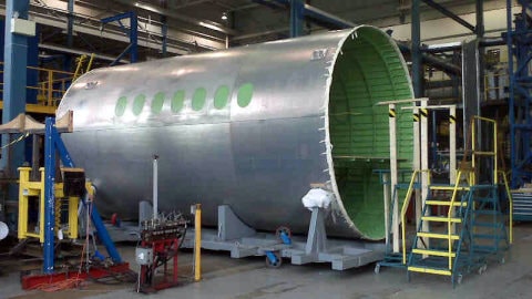 Une partie du fuselage de la CSeries.
