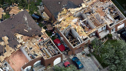 Maisons de Vaughan endommagées par la tornade