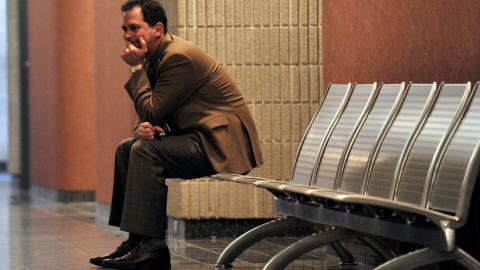 Le journaliste Daniel Leblanc, lors d'une précédente comparution au palais de justice de Montréal, en novembre 2008.