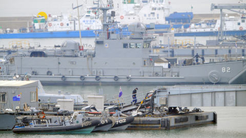 Un navire sud-coréen à la base navale de Incheon, en mer Jaune.
