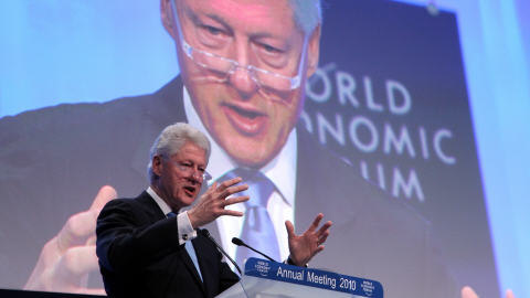 Le président Clinton, lors de la session spéciale consacrée à Haïti au Forum économique de Davos.