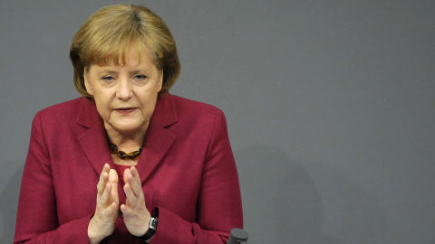La chancelière allemande Angela Merkel, dans un discours au Bundestag